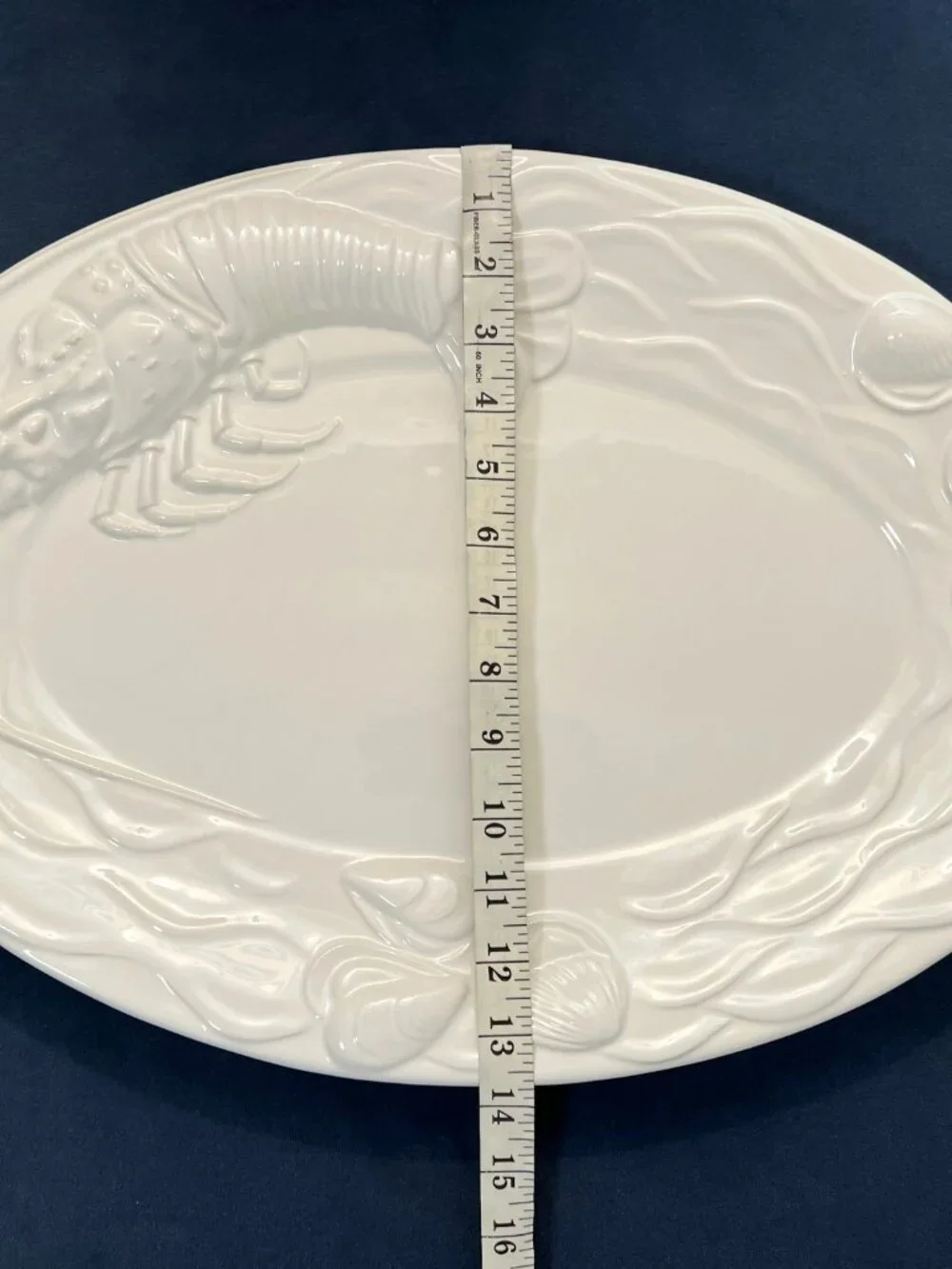 Vintage - A. Santos / Portugal Large Oval Lobster Serving Platter - White - EUC